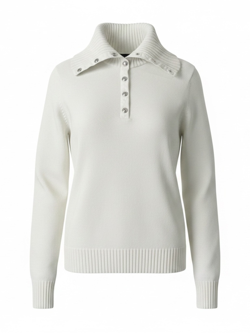 Ralph Lauren White Cotton Convertible snap turtleneck sweater Women’s Large